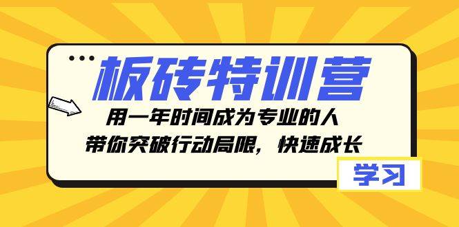 板砖特训营，用一年时间成为专业的人，带你突破行动局限，快速成长-启航创业网