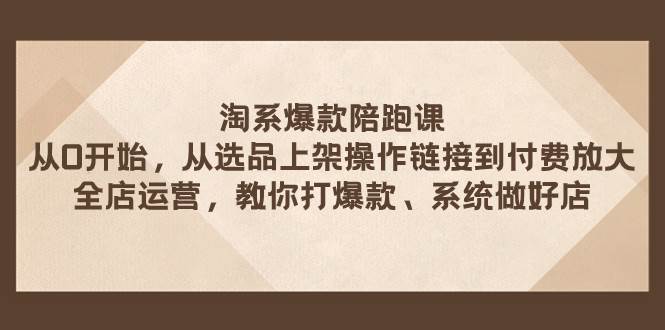 淘系爆款陪跑课 从选品上架操作链接到付费放大 全店运营 打爆款 系统做好店-启航创业网