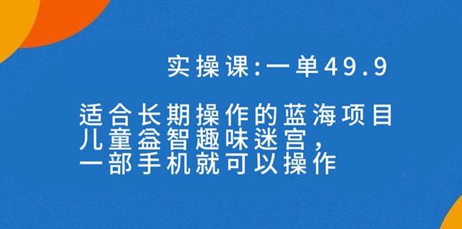 一单49.9长期蓝海项目，儿童益智趣味迷宫，一部-启航创业网