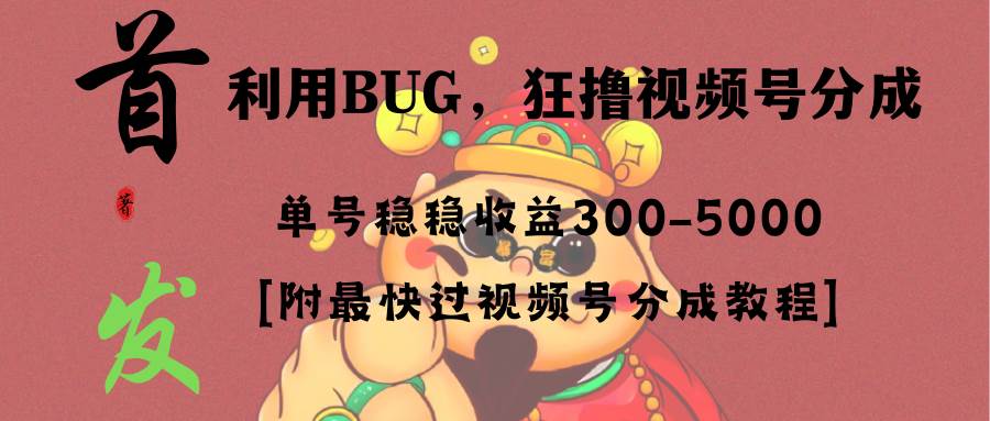 全网独家首发，视频号BUG，超短期项目，单号每日净收益300-5000！-启航创业网