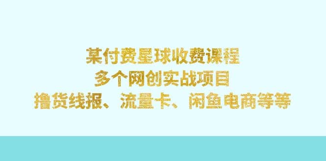 某付费星球课程：多个网创实战项目，撸货线报、流量卡、闲鱼电商等等-启航创业网