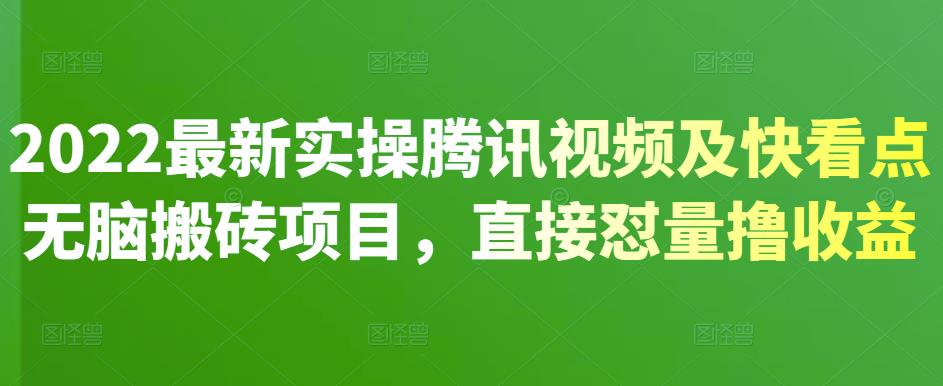 2022最新实操腾讯视频及快看点无脑搬砖项目，直接怼量撸收益-启航创业网