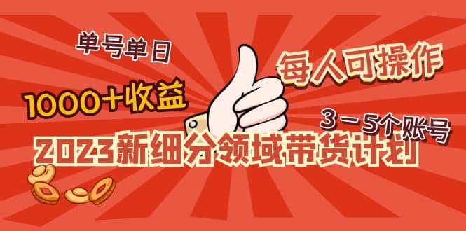 2023新细分领域带货计划：单号单日1000+收益不难，每人可操作3-5个账号-启航创业网