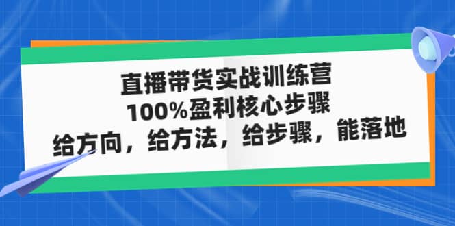 直播带货实战训练营：100%盈利核心步骤，给方向，给方法，给步骤，能落地-启航创业网