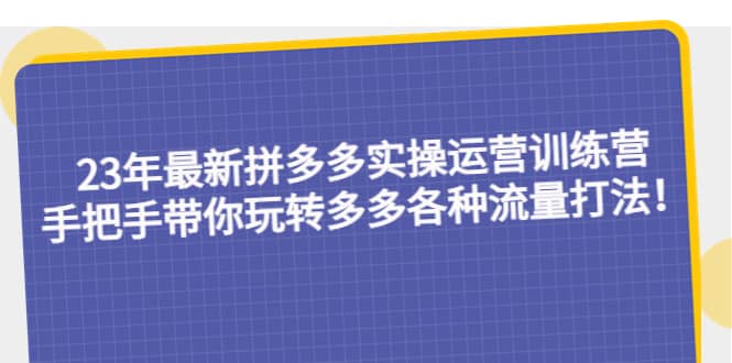 23年最新拼多多实操运营训练营：手把手带你玩转多多各种流量打法！-启航创业网