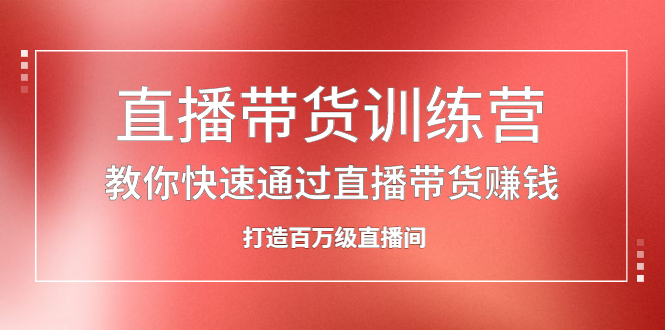 直播带货训练营，教你快速通过直播带货赚钱，打造百万级直播间-启航创业网