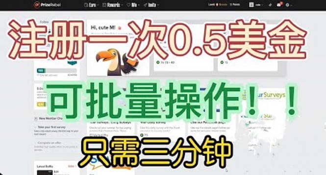 国外项目注册一次0.5美金 只需三分钟无脑操作 可批量放大 小白工作室福利-启航创业网