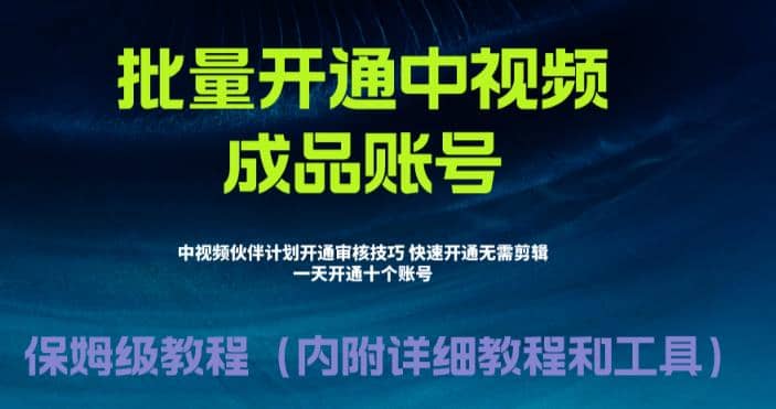 外面收费1980暴力开通中视频计划教程，附 快速通过中视频伙伴计划的办法-启航创业网