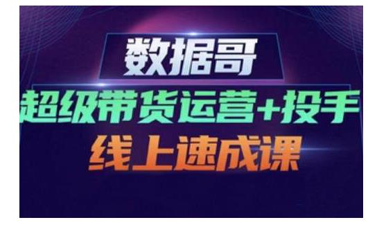 数据哥·超级带货运营+投手线上速成课，快速提升运营和熟悉学会投手技巧-启航创业网