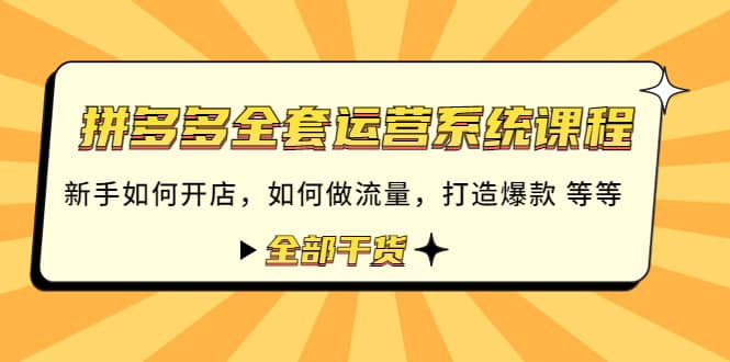 拼多多全套运营系统课程：新手如何开店 如何做流量 打造爆款 等等 全部干货-启航创业网