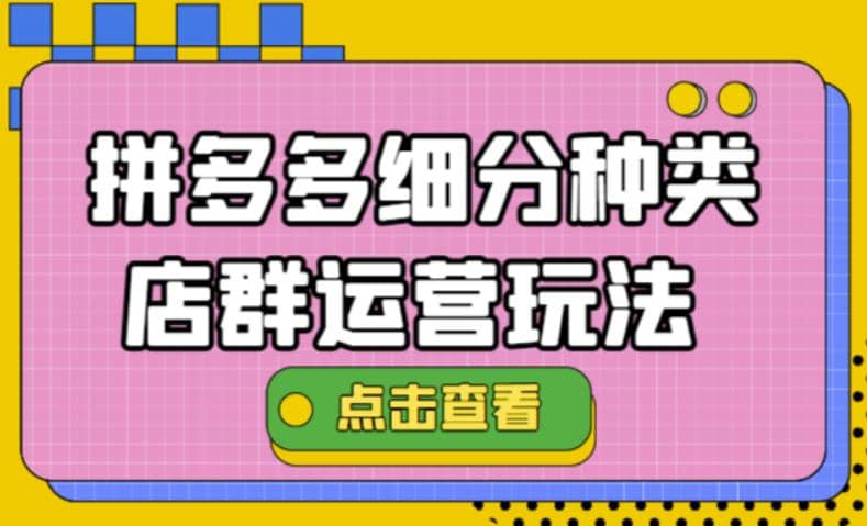 拼多多细分种类店群运营玩法3.0，11月最新玩法，小白也可以操作-启航创业网