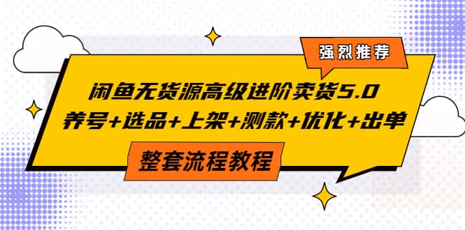 闲鱼无货源高级进阶卖货5.0，养号+选品+上架+测款+优化+出单整套流程教程-启航创业网