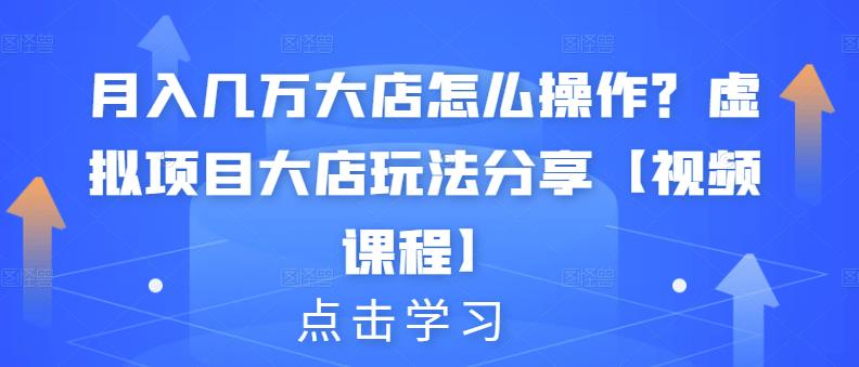 月入几万大店怎么操作？虚拟项目大店玩法分享【视频课程】-启航创业网