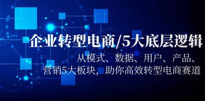 企业转型电商/5大底层逻辑，从模式 数据 用户 产品 营销5大板块，高效转型-启航创业网