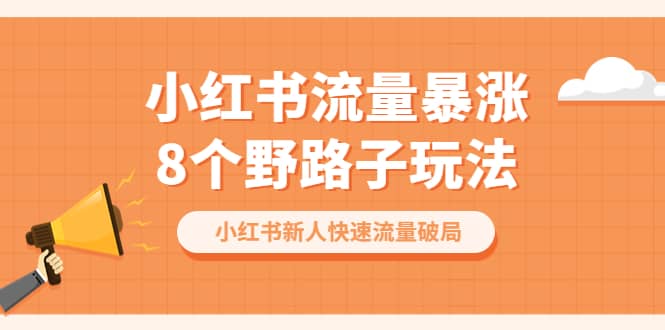 小红书流量-暴涨8个野路子玩法：小红书新人快速流量破局（8节课）-启航创业网