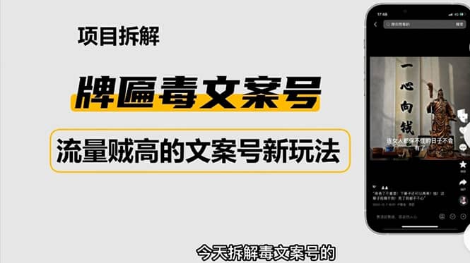 2023抖音快手毒文案新玩法，牌匾文案号，起号快易变现-启航创业网