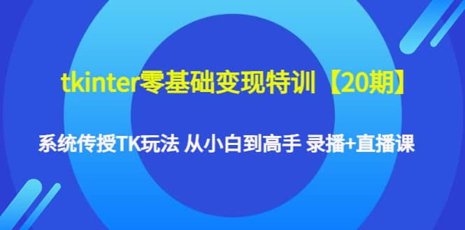 tkinter零基础变现特训【20期】系统传授TK玩法 从小白到高手 录播+直播课-启航创业网