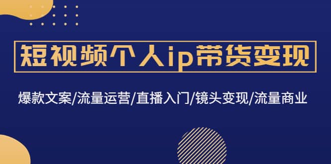 短视频个人ip带货变现：爆款文案/流量运营/直播入门/镜头变现/流量商业-启航创业网