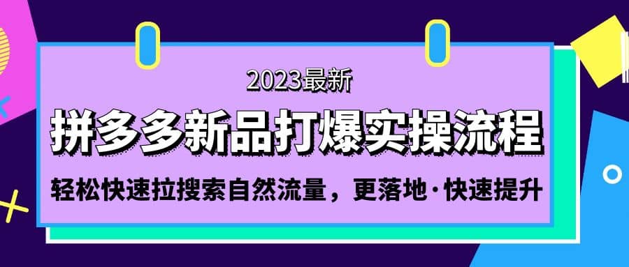 拼多多-新品打爆实操流程：轻松快速拉搜索自然流量，更落地·快速提升-启航创业网