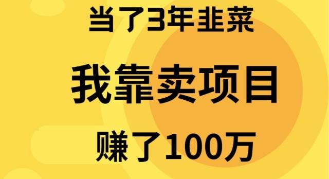 当了3年韭菜，我靠卖项目赚了100万-启航创业网