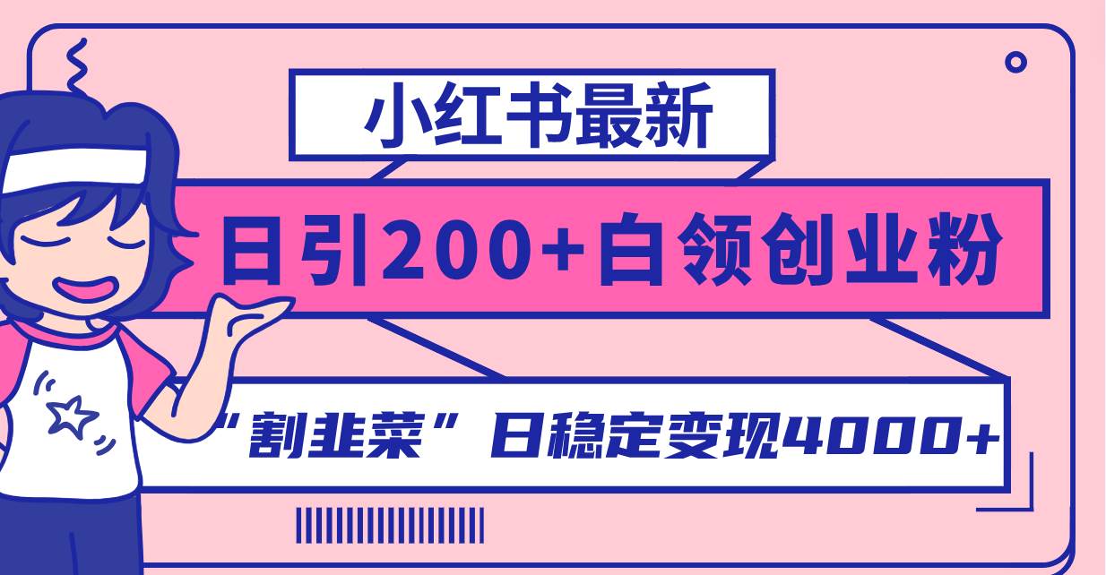 小红书最新日引200+创业粉”割韭菜“日稳定变现4000+实操教程！-启航创业网