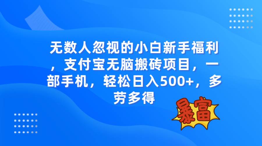 无数人忽视的项目，支付宝无脑搬砖项目，一部手机即可操作，轻松日入500+-启航创业网