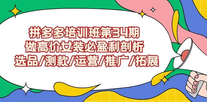 拼多多培训班第34期：做高价女装必盈利剖析  选品/测款/运营/推广/拓展-启航创业网