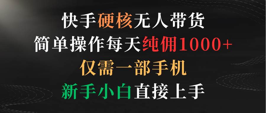 快手硬核无人带货，简单操作每天纯佣1000+,仅需一部手机，新手小白直接上手-启航创业网