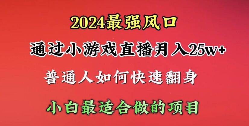 2024年最强风口，通过小游戏直播月入25w+单日收益5000+小白最适合做的项目-启航创业网